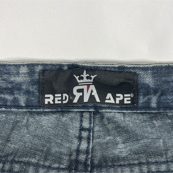Red Ape 2017 Distressed Mens Jeans Pockets Zippers Acid Wash 34x31 - Picture 4 of 11